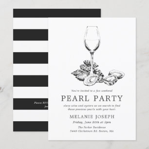 Pärla Party Provet Parti Svart Vit Randig Inbjudningar