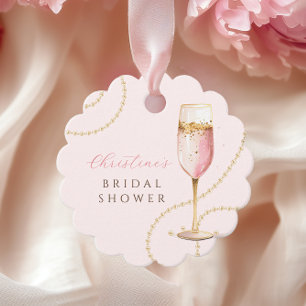 Pärla Prosecco Rosa Guld Bröllopsdusch Gåvor Etiketter