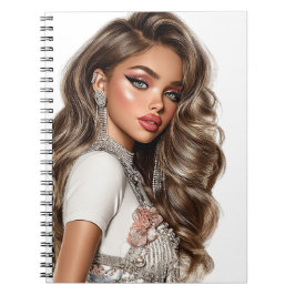 Pärla & Rhinestone Glam Girl Spiral Fotoanteckning Anteckningsbok