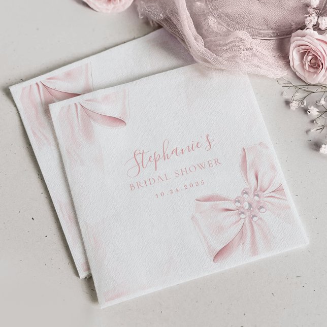 Pärla Rosa Båge Bröllopsdusch Servetter (Skapare uppladdad)