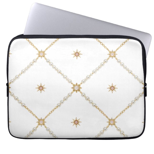 Pärla Sunburst Lattice Smyckesmönster Laptop Fodral (Framsidan)
