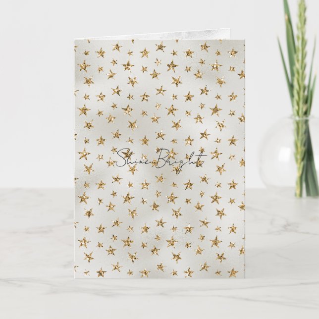 Pärla Vitt Guld Glitter Gnista Stjärnor Kort (Framsida)
