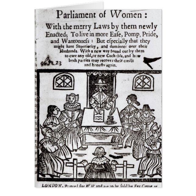 Parlamentet av kvinnor, 1656 hälsningskort (Framsidan)