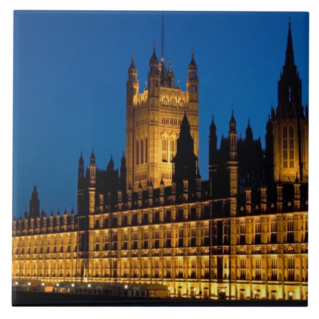 Parlamentets hus nattetid i staden kakelplatta (Framsidan)