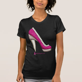 Pärlan för bröstcancermedvetenhetglitter pumpar tee shirt
