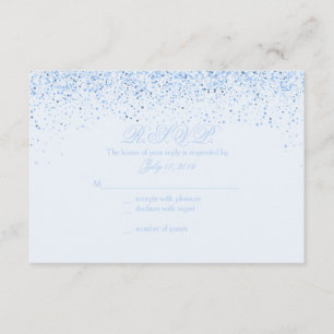 Pärlande Baby blue svarskort Glitter Bröllop OSA Kort