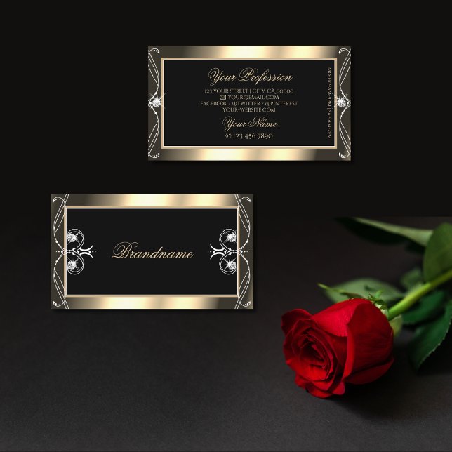 Pärlande diamanter av Luxurit Black Guld Ornamds Visitkort (Skapare uppladdad)