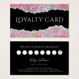 Pärlande förmånskort för rosa glitter visitkort