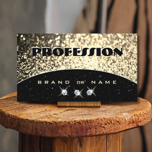 Pärlande Glitter med lyxfärg Black Guld med diaman Visitkort