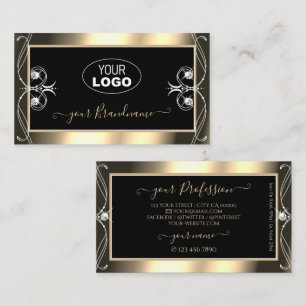 Pärlande Guld-diamanter med luxuriös Logotyp Visitkort