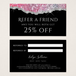 Pärlande hänskjutningskort för rosa glitter visitkort