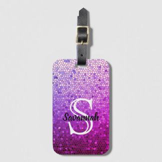 Pärlande Personlig Namn-monogram-lyktglas Bagagebricka
