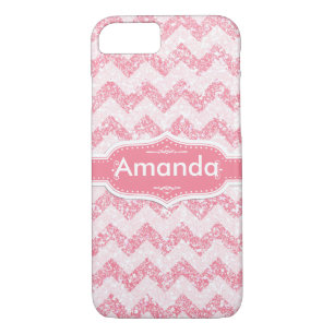 *~* Pärlande Rosa Glitter White Chevron