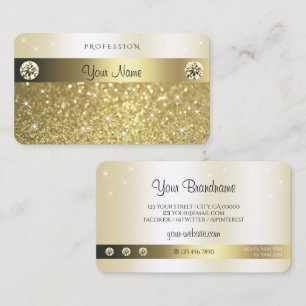 Pärlande stjärnor av luxurit Guld Glitter Visitkort