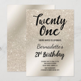 pärlelfenben glitter ombre metallic 21 Birthday Inbjudningar