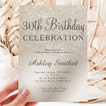 Pärlelfenben glitter ombre metalliskt 30års födels inbjudningar<br><div class="desc">En formgivning av metallfolie av chic och luxurit pärlelfenben av glitter med kalligrafi av elegant för en 30års födelsedag-inbjudan.</div>
