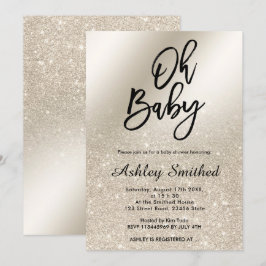 Pärlelfenben i glitter av metall inbjudningar