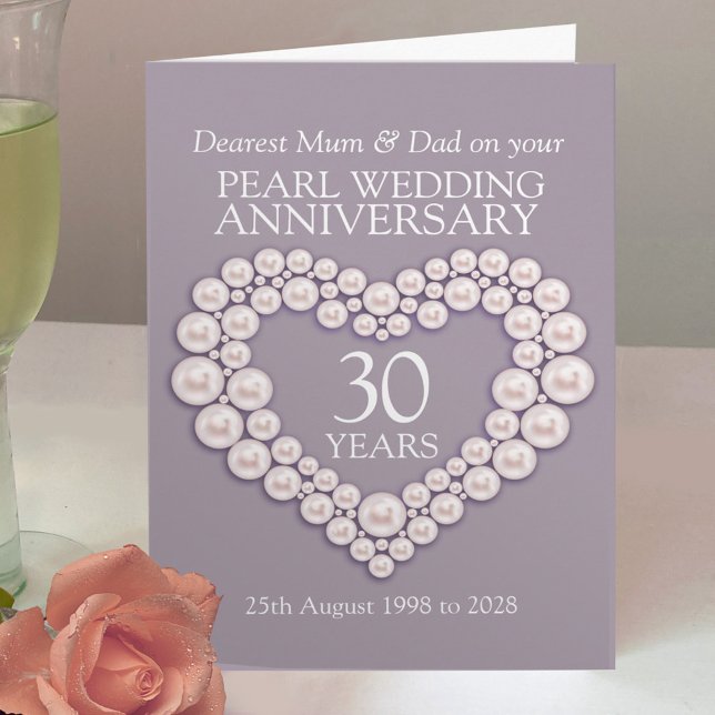 Pärlemor 30-års bröllopsdag mamma och pappa-kort kort (Skapare uppladdad)
