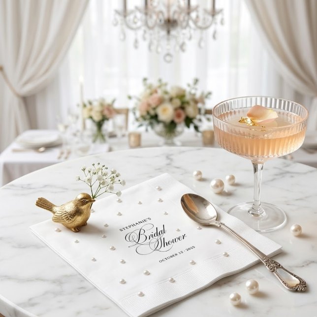 Pärlemor Bröllopsdusch Servett Svart Guld Elegant  (Skapare uppladdad)