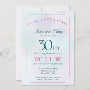 Pärlemor Pärl 30-års bröllopsjubileum Inbjudningar