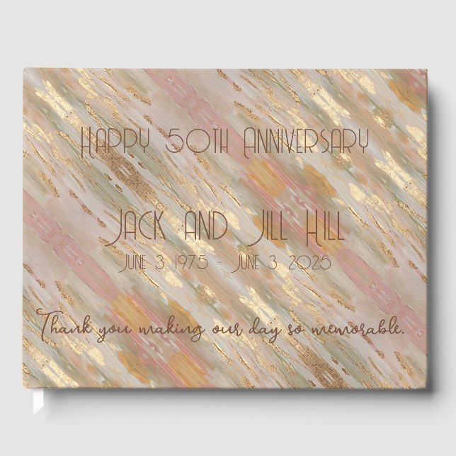 Pärlemor Roséguld Personlig Gästbok (Framsida)