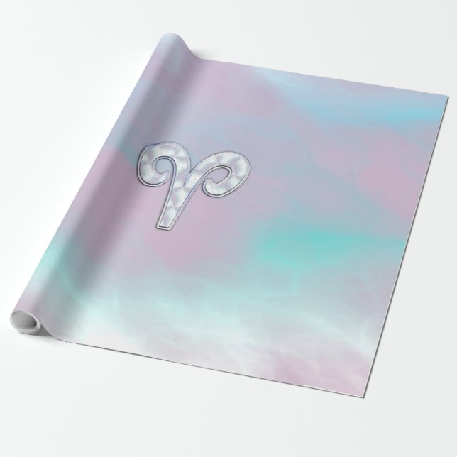 Pärlemor Stil Väduren Zodiak Symbol Presentpapper (Utrullad)