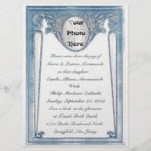 Pärlemorblå - Foto (bröllopsinbjudan)