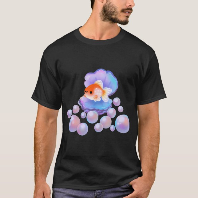 Pärlemorguldfisk med pärlor t shirt (Framsida)