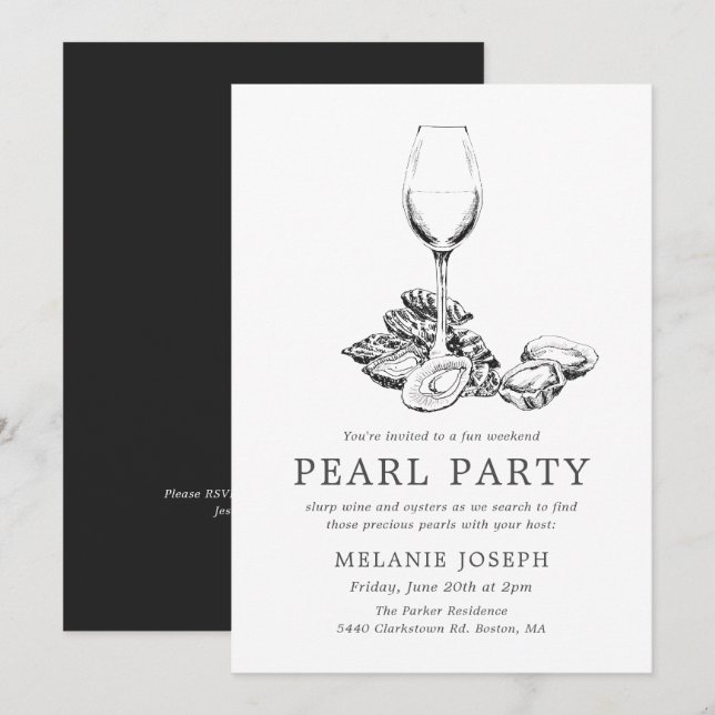 Pärlfest Rehearsal Fest Minimal Stil Inbjudningar (Fram/baksida)