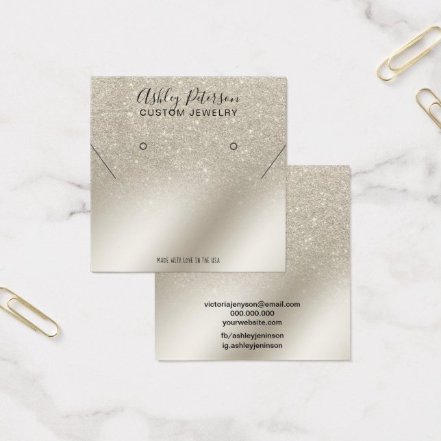 Pärlhalshalsband i glitter, visning fyrkantigt visitkort (Kontor)