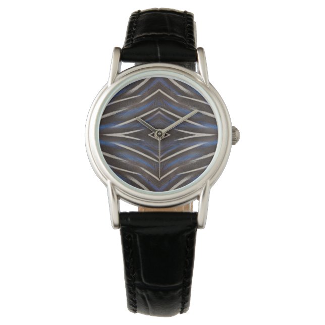 Pärlhöns fjäderdesign i diamantmönster armbandsur (Framsida)