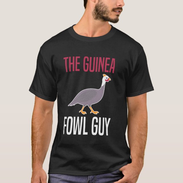 Pärlhöns Kyckling Fågel Killen T Shirt (Framsida)