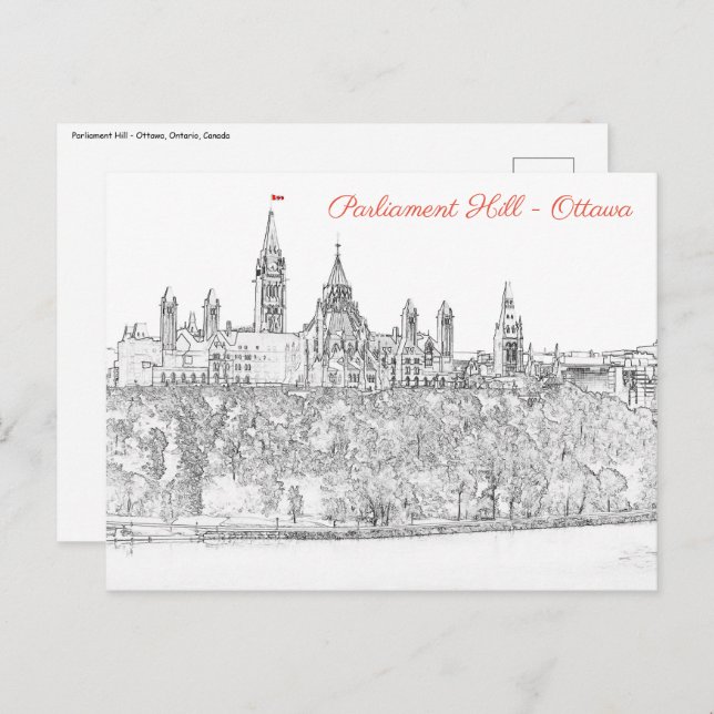 Parliament Hill i Ottawa - Ontario, Kanada Vykort (Fram/baksida)