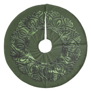 Pärliga Filigree-kant Grön med valfri färg Julgransmatta Fleece