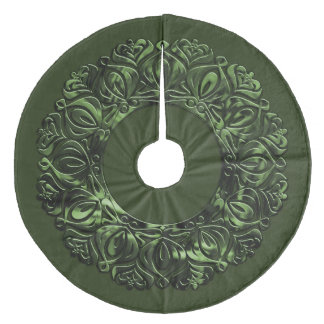 Pärliga Filigree-kant Grön med valfri färg Julgransmatta Fleece
