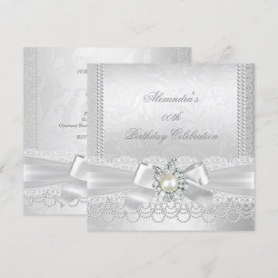 Pärllace Damas Diamant Silver Vit Båge Party Inbjudningar