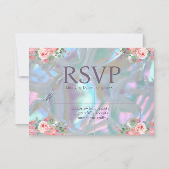 Pärlmoder Iridescent Elegant Bröllop RSVP Inbjudningar (Framsida)