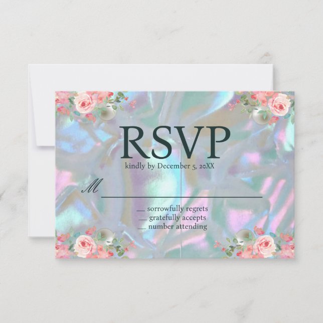 Pärlmoder Iridisk Elegant Bröllop RSVP Inbjudningar (Framsida)