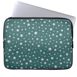 Pärlmönster på Transformativ Teal Bakgrund Laptop Fodral