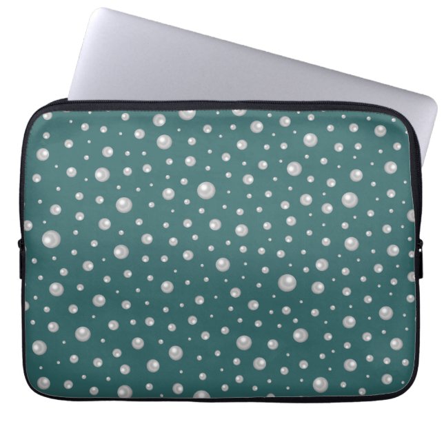 Pärlmönster på Transformativ Teal Bakgrund Laptop Fodral (Framsidan)