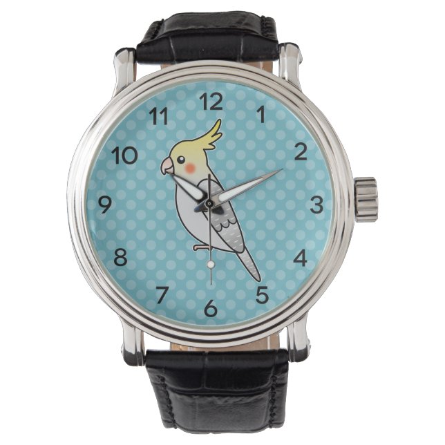 Pärlon Cartoon Nymfparakit Papegoja Fågel Armbandsur (Framsida)