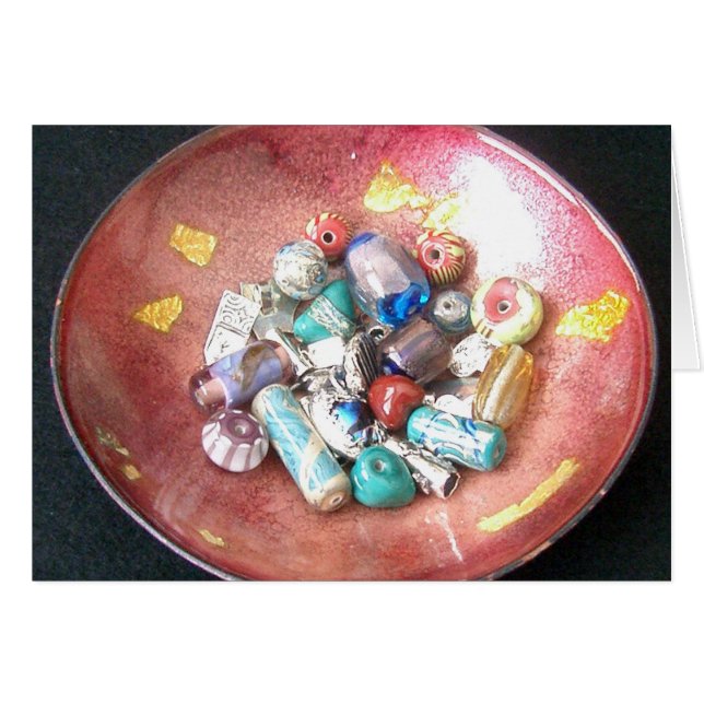 Pärlor av handgjort glas hälsningskort (Framsidan Horizontal)