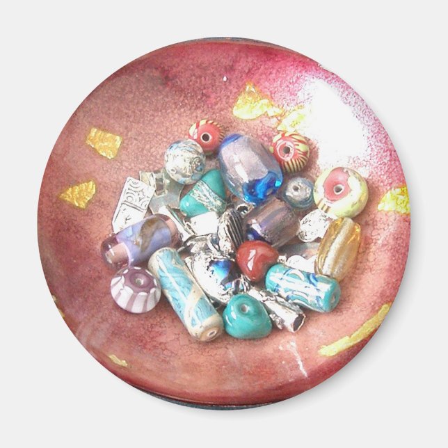Pärlor av handgjort glas magnet (Framsidan)