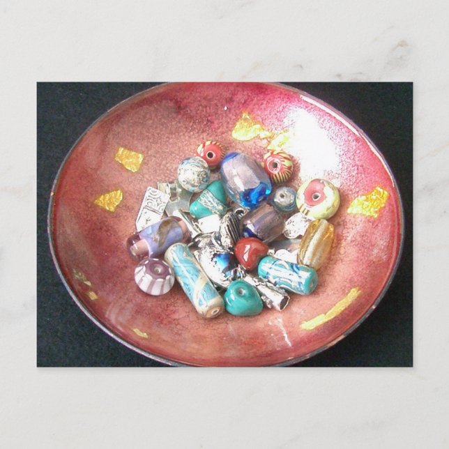 Pärlor av handgjort glas vykort (Framsida)