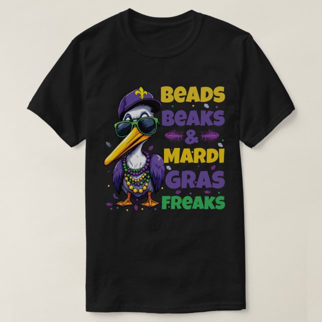 Pärlor, Beaks och Mardi Gras Freaker T Shirt (Design framsida)