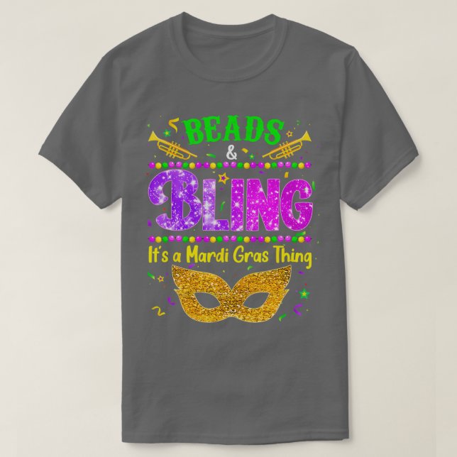 Pärlor Bling sin Mardi Gras Sak TShirt T Shirt (Design framsida)