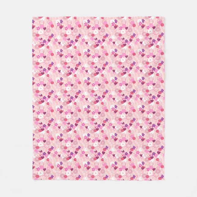 Pärlor, blommor & rosa fleecefilt (Framsidan)