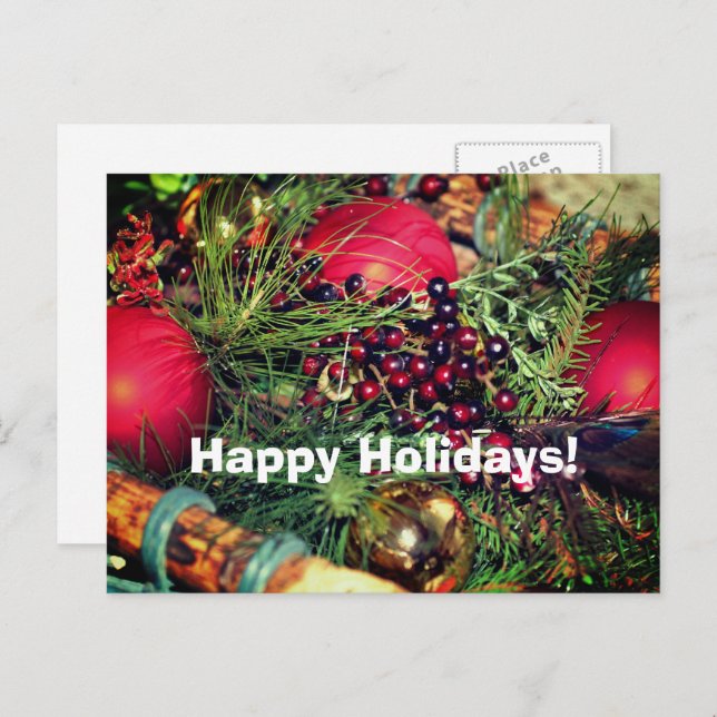 Pärlor Bollar Evergreens julkort Helgdag Helg Vykort (Fram/baksida)