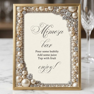 Pärlor Bröllopsdusch Mimosa Bar Poster