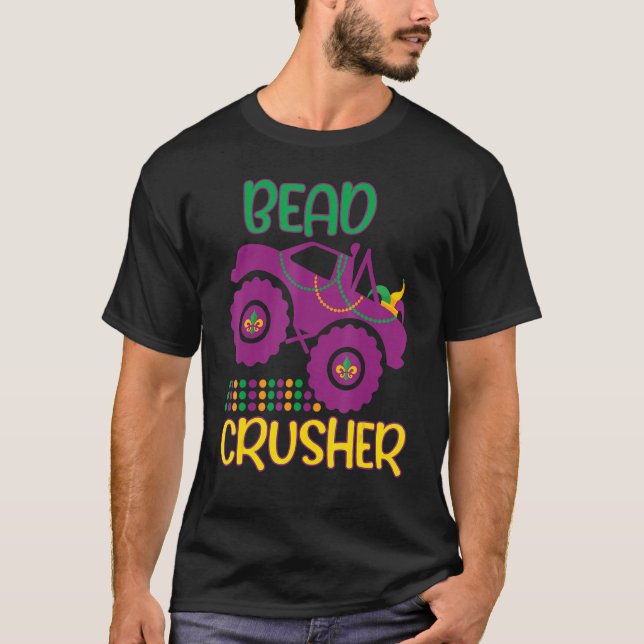 Pärlor Crusher Monster Lastbil Funny Mardi Gras Pa T Shirt (Framsida)
